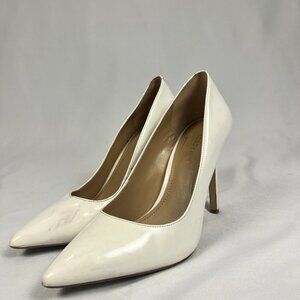 BCBGeneration White Patent Leather Pumps 7 Pointed Toe Stiletto Heels Formal